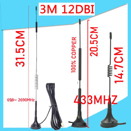 12dbi 5dbi 433Mhz Antenna lora 4G  698~ 2690MHz antena SMA Male Connector Magnetic base IOT Signal Booster Wireless Repeater