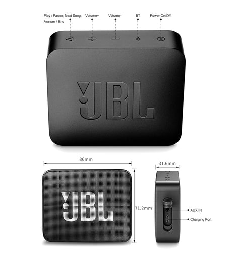 JBL GO 2 Wireless Bluetooth Speaker IPX7 Waterproof With Mic